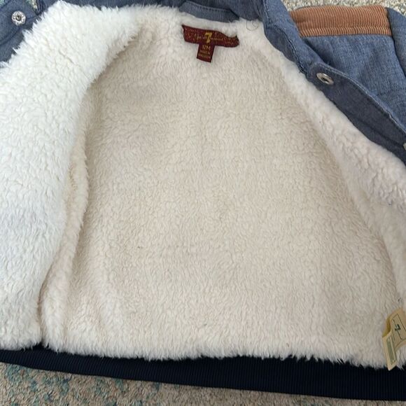 Like New 7 For All Mankind Sherpa lined Blue and Brown coat - Picture 4 of 6